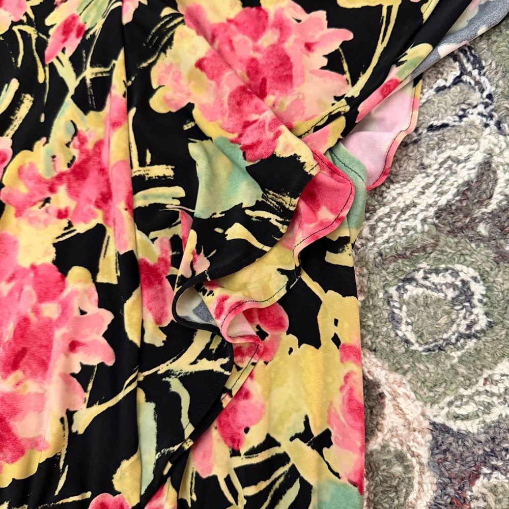 Ralph Lauren Flutter Sleeve Cross Front V Neck Top Blouse Floral NWT Large - Picture 13 of 13